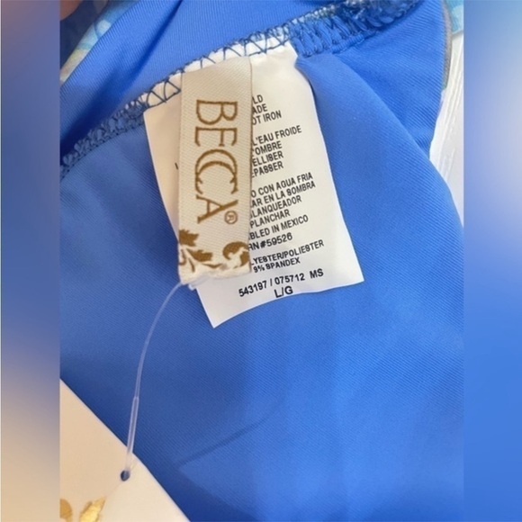 BECCA Blue Vintage Floral Print Ruffled Bikini Top - Picture 3 of 8